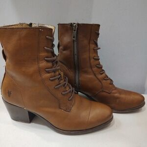 Frye Brown Leather Combat Boots